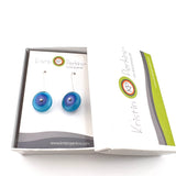 Medium Long Circle Earrings in Aqua, Lavender, and Violet Glass and Sterling Silver