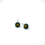 Offset Circle Green, Orange,  and Teal Glass and Sterling Silver