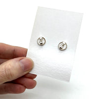 Circle Stud Earrings in Greens and Teal Glass and Sterling Silver