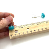 Long Stem Dangle Hollow Ball Earrings in Turquoise and Aqua Glass and Sterling Silver