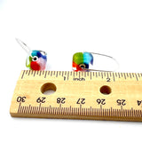 Cube Latch Earrings in Glass and Sterling Silver Rainbow Design