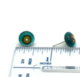 Circle Stud Earrings in Teal, Orange, and Chartreuse Glass and Sterling Silver