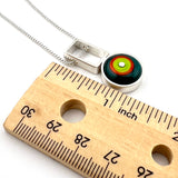 Small Circle with Rectangle Necklace in green, Orange, and Teal