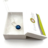 Small Circle with Rectangle Necklace in Turquoise and Steel Blue