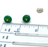 Circle Stud Earrings in Greens and Teal Glass and Sterling Silver