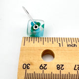 Cube Latch Earrings in Glass and Sterling Silver Pinwheel Design