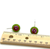 Dangle Earrings in Lavender, Orange, and Green Glass and Sterling Silver