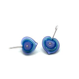 Large Heart Earrings in Lavender and Blue Glass