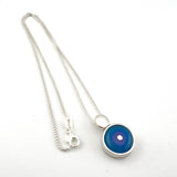 Tiny Circle Pebble Necklace in Aqua, Lavender, and Violet Glass and Sterling Silver