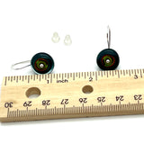 Small/Medium Short Circle Earrings in Green, Orange, Teal, and Deep Bottle Green Glass and Sterling Silver