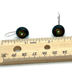 Small/Medium Short Circle Earrings in Green, Orange, Teal, and Deep Bottle Green Glass and Sterling Silver