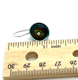 Small/Medium Short Circle Earrings in Green, Orange, Teal, and Deep Bottle Green Glass and Sterling Silver