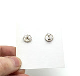 Circle Stud Earrings in Teal, Orange, and Chartreuse Glass and Sterling Silver