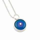 Tiny Circle Pebble Necklace in Aqua, Lavender, and Violet Glass and Sterling Silver