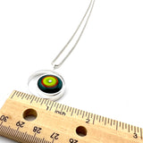 Offset Circle Green, Orange,  and Teal Glass and Sterling Silver