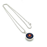 Small/Medium Circle Necklace in Orange, Red, Lavender, and Blue and Sterling Silver