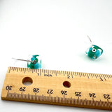 Cube Latch Earrings in Glass and Sterling Silver Pinwheel Design