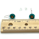 Small Short Circle Earrings in Teal, Orange, and Chartreuse  Glass and Sterling Silver