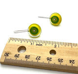 Medium Long Circle Earrings in Yellow and Green Glass and Sterling Silver