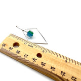 Large Striped Cube Glass and Silver Diamond Shape Earrings