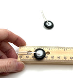 Large Long Spun Disk Earrings in Black, White, and Gray Glass