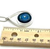Modern Raindrop Necklace in Turquoise, Blue, and Steel Blue Glass and Sterling Silver