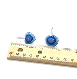 Large Heart Earrings in Lavender and Blue Glass