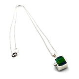 Tiny Striped Square Pendant with Silver Frame