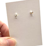 Offset Circle Long Stud Earrings in Green, Orange, and Deep Bottle Green Glass and Sterling Silver