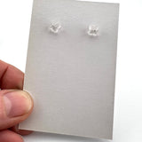 Rainbow Striped Cube Earrings on Silver Circle Long Post