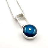 Small Circle with Rectangle Necklace in Turquoise and Steel Blue