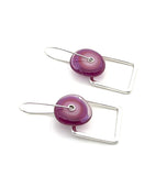 Modern Glass and Silver Square Latch Earrings (Choice of Colors)