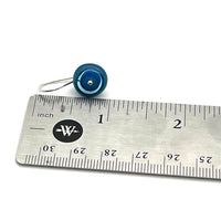 Small Short Circle Earrings in Turquoise, Blue, and Steel Blue Glass and Sterling Silver