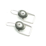 Modern Glass and Silver Square Latch Earrings (Choice of Colors)