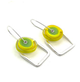 Modern Glass and Silver Square Latch Earrings (Choice of Colors)