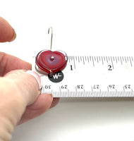 Large Heart Earrings in Red and Lavender Glass