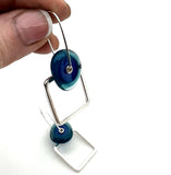 Modern Glass and Silver Square Latch Earrings (Choice of Colors)