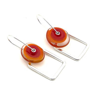 Modern Glass and Silver Square Latch Earrings (Choice of Colors)