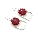 Modern Glass and Silver Square Latch Earrings (Choice of Colors)