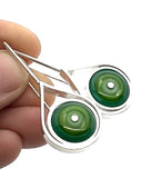 Modern Raindrop Earrings in Mint, Green, and Teal Glass and Sterling Silver