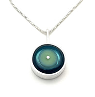 Simple Drop Circle Necklace in Mint, Turquoise, and Violet Glass and Sterling Silver