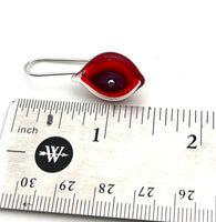 Leaf Dangle Earrings in Red and Lavender Glass and Sterling Silver