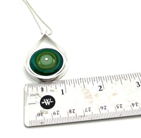 Large Modern Raindrop Necklace in Mint Green, Green, and Teal Glass and Sterling Silver