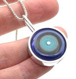 Simple Drop Circle Necklace in Turquoise, Gray, and Violet Glass and Sterling Silver