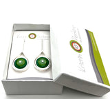 Modern Raindrop Earrings in Mint, Green, and Teal Glass and Sterling Silver