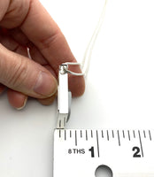 Large Offset Square Necklace in Gray and White Glass and Sterling Silver