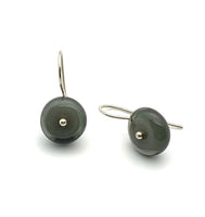 Small Circle Earrings in Gray Glass and Sterling Silver