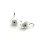 Small Circle Earrings in White Glass and Sterling Silver