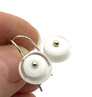 Small Circle Earrings in White Glass and Sterling Silver