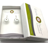 Small Circle Earrings in White Glass and Sterling Silver